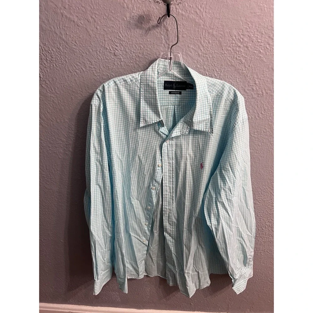 Mens Ralph Lauren Long Sleeve‎ Button Shirt Plaid Size XXL Custom Fit